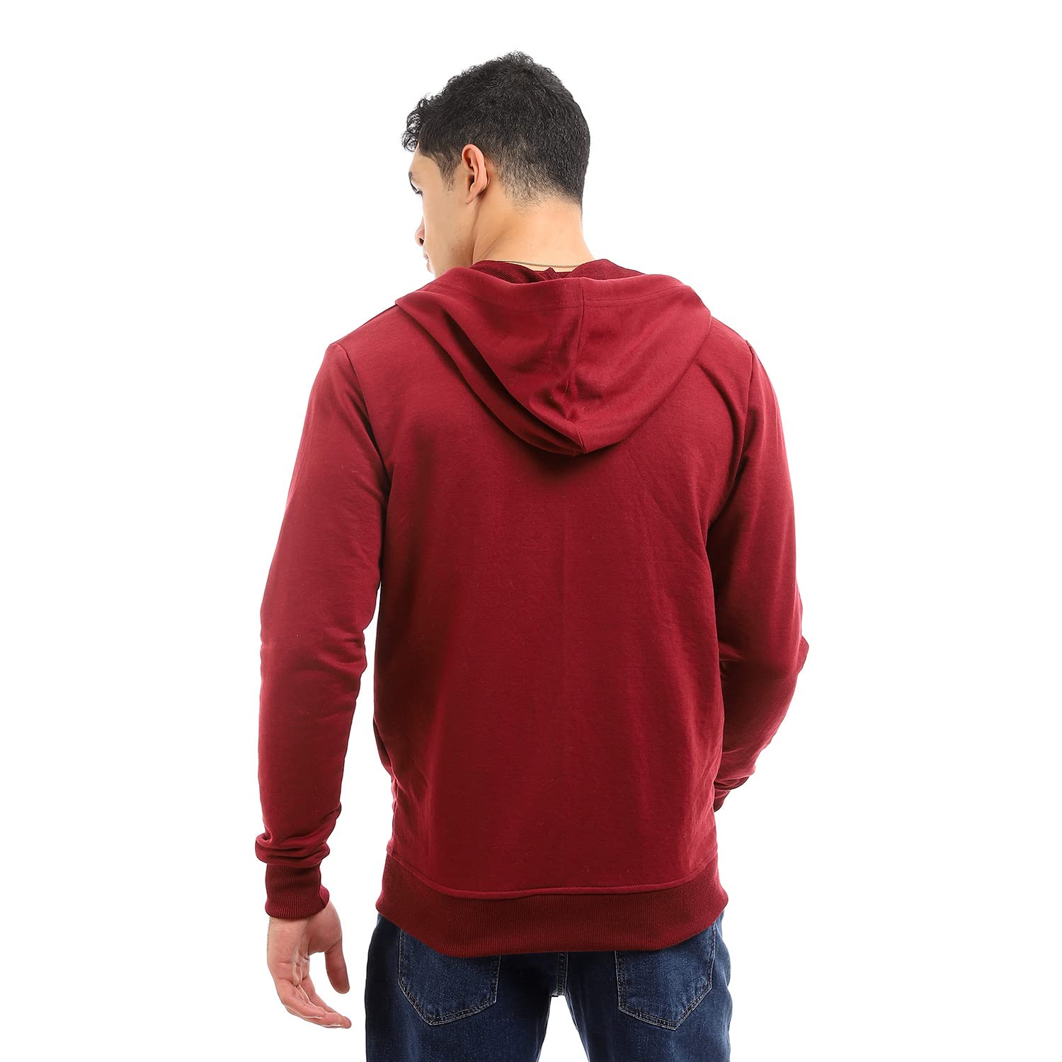 جاكيت رجالي بسحاب وأكمام طويلة مع غطاء رأس