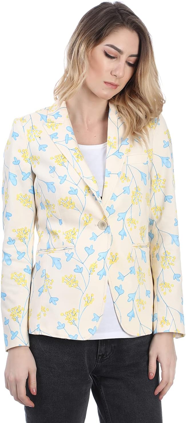 Chica Floral One-Button Fitted Blazer for Women - Safqqa Egypt
