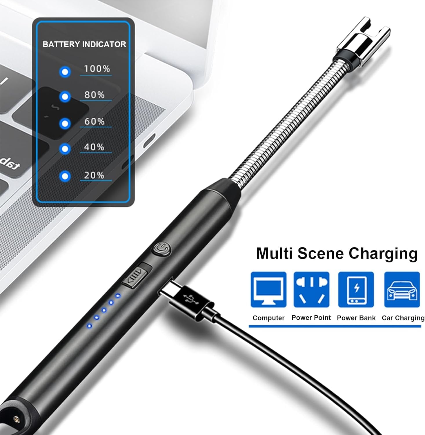 ولاعة سبيلويش كهربائية USB بدون لهب مع شاشة بطارية LED – Safqqa Egypt