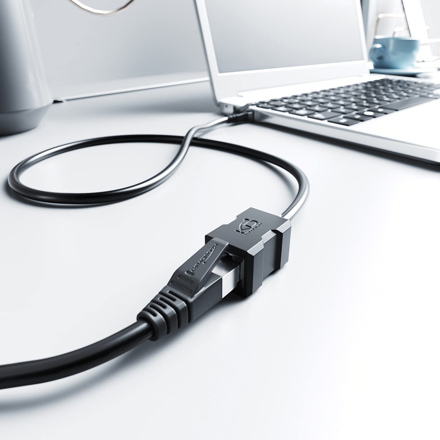 KabelDirekt – 1m – LAN & Ethernet extension cable (RJ45 female coupler/male connector, extends network cables with full data transfer speed – CAT 7, 10Gbit/s, SF/FTP shielding, black)