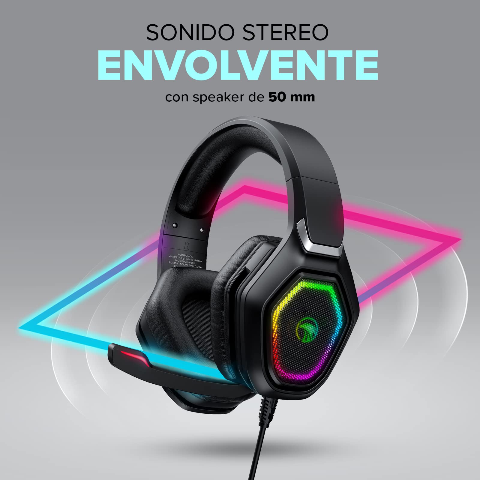 HALTEN INNOVACIÓN EN ACCIÓN -Havit h659d gaming headset, rgb 50mm 3d surround stereo, flexible and convenient 90 rotating earmuffs, 120 omnidirectional mic., Wired Headphones Headset