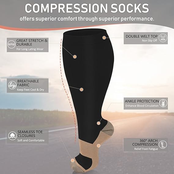ACTINPUT Compression Socks 8 Pairs 15-20mmHg for Women & Men