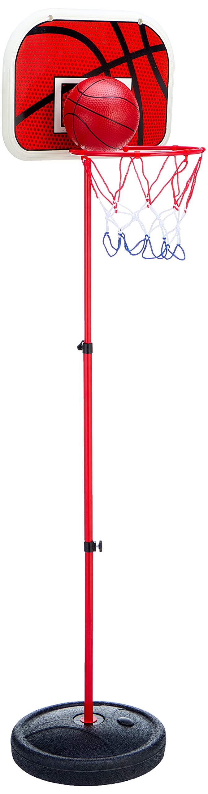 Portable & adjustable basketball stand, 105 cm to 139 cm - red & black