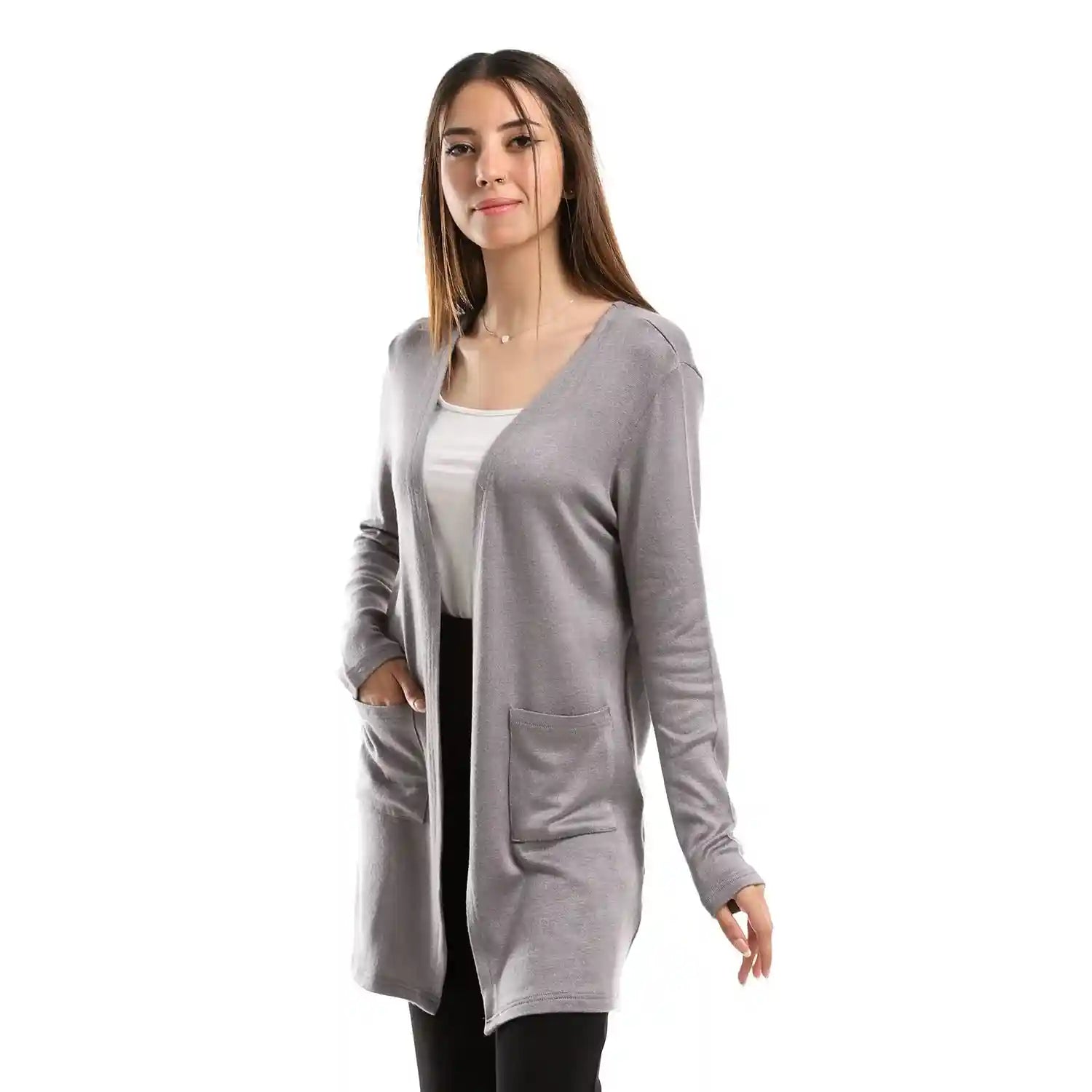 JAMILA Women Long Sleeves Cardigan with Sided Pockets