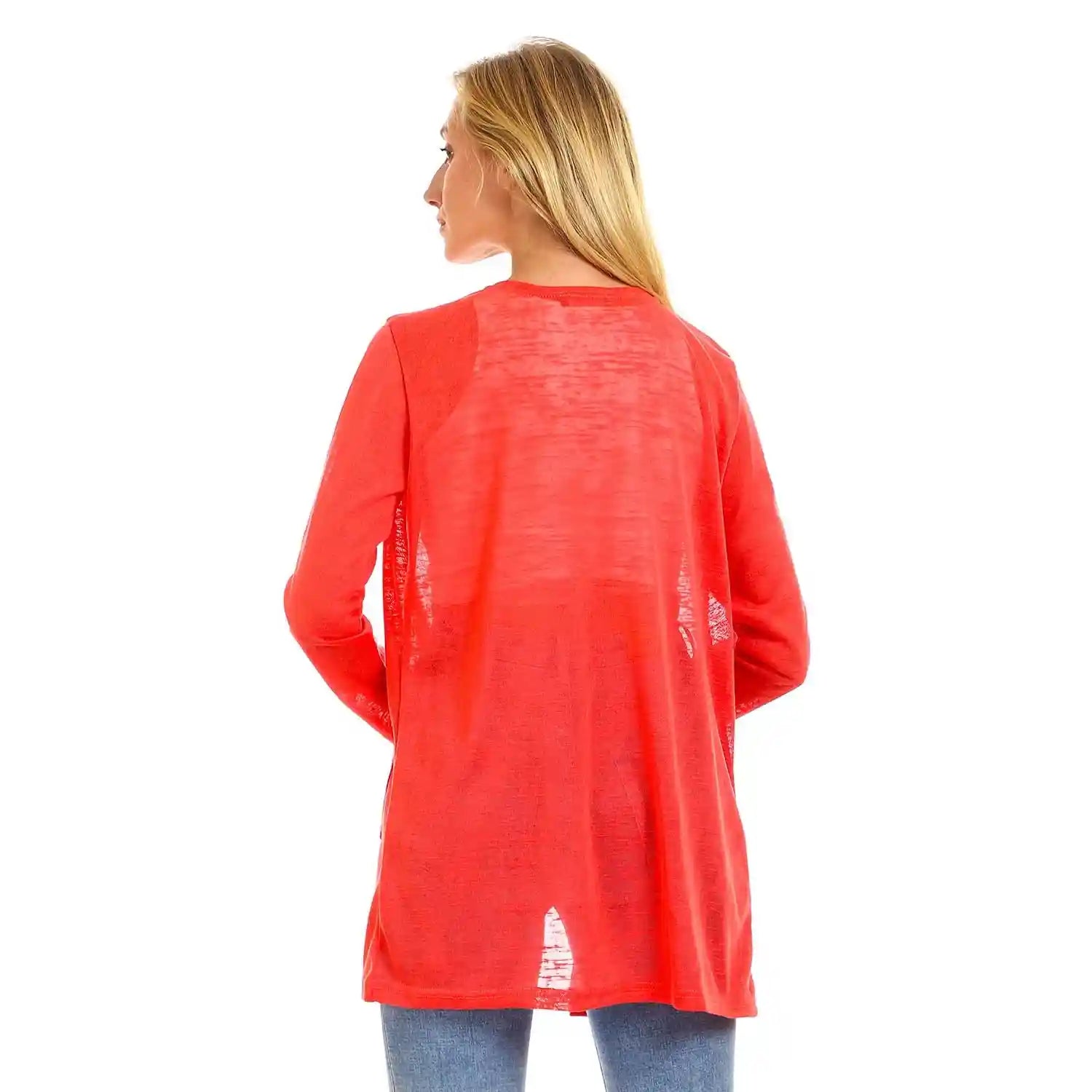 JAMILA Side Pockets Open Neckline Cardigan For Women,Versatile design suitable for casual, work, or semi-formal occasions.