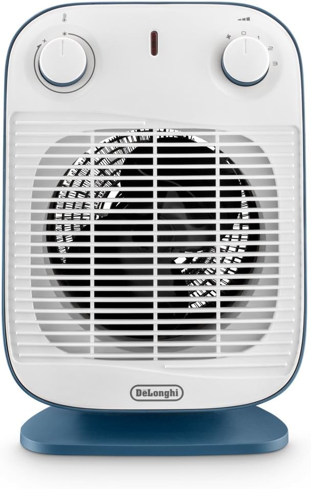 De'Longhi HFS50B20.AV Vertical Edge Fan Heater Avio Blue/White with 3 power settings 2000 W