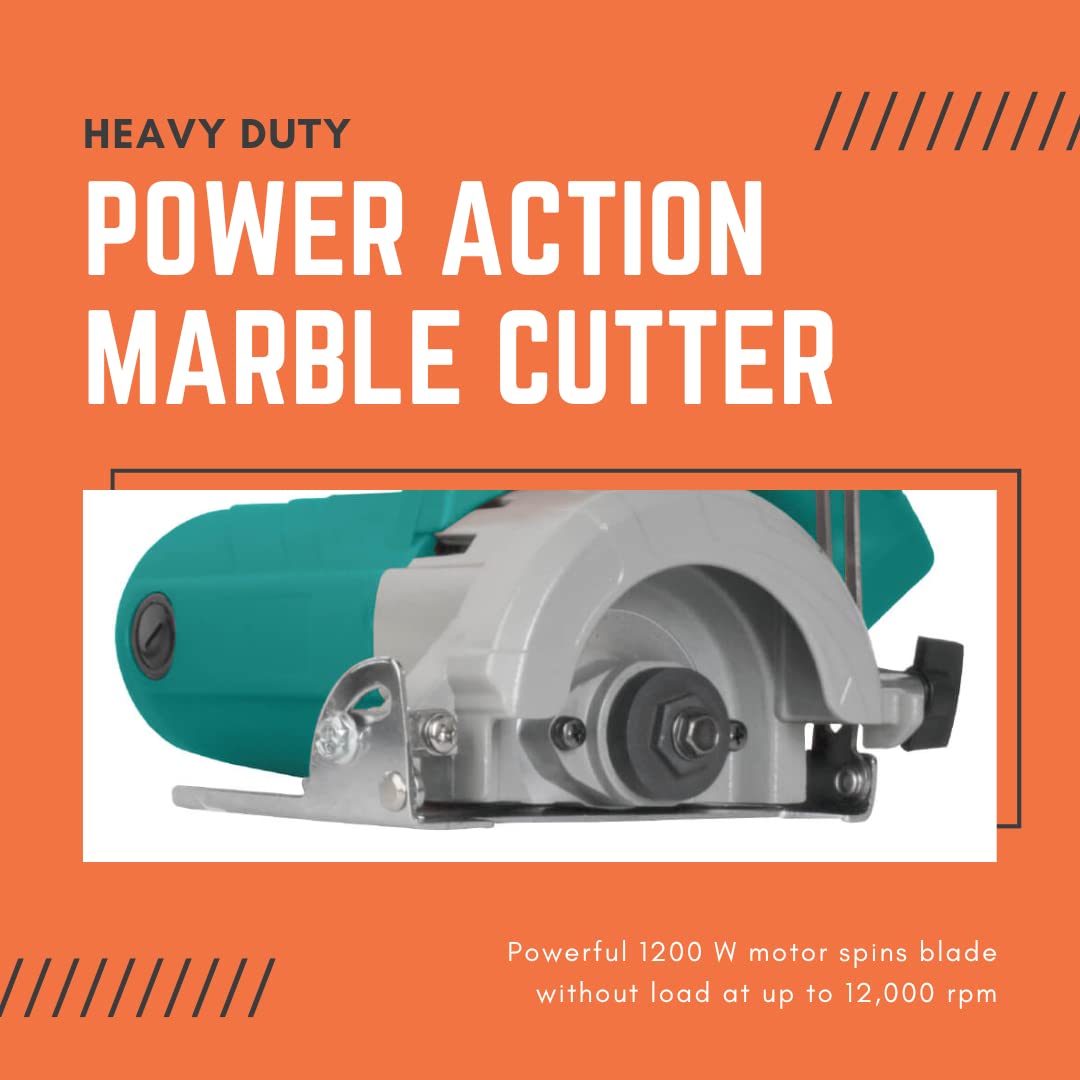 Sulfur Power Action MC1200 Marble Cutter Input 1200W 220-240V, 50Hz No Load Speed 12000/min, Blade Diameter 110mm Professional Quality (MC1200, Green)