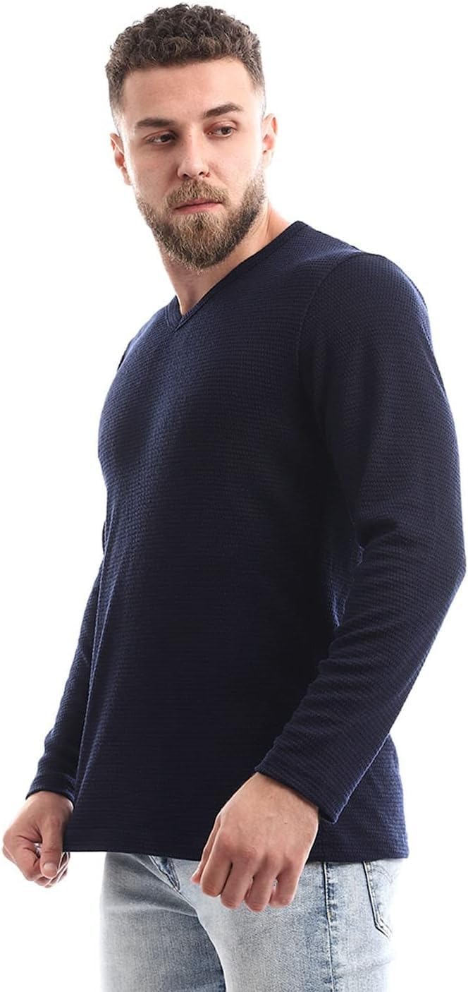 Off Cliff Men’s Plain V-Neck Long Sleeve Casual T-Shirt