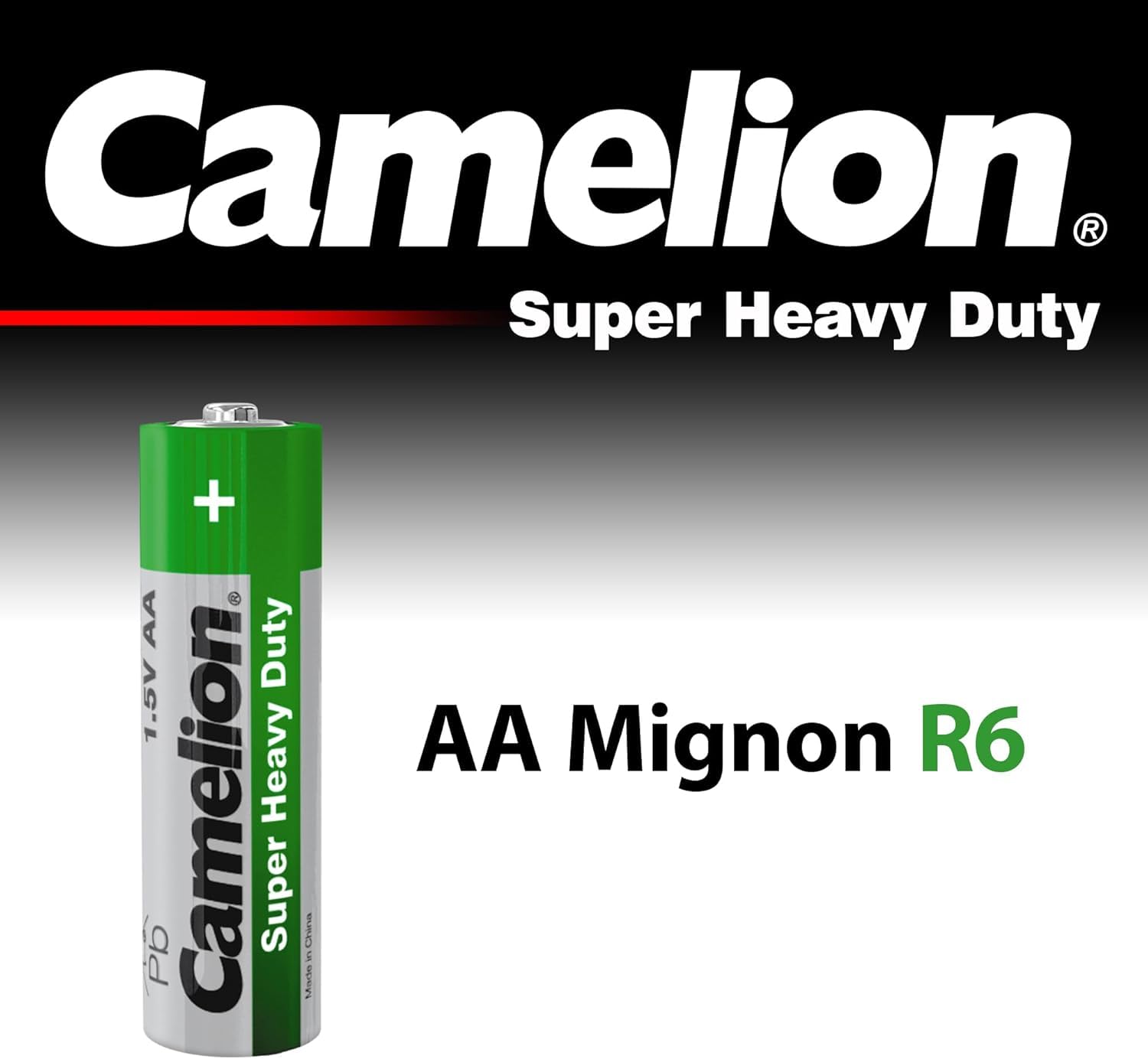 بطاريات Camelion سوبر ثقيلة R6 AA زنك-كربون – طاقة يومية موثوقة (الفئة الخضراء، عبوة من 24) - صندوق تالف