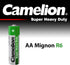 بطاريات Camelion سوبر ثقيلة R6 AA زنك-كربون – طاقة يومية موثوقة (الفئة الخضراء، عبوة من 24) - صندوق تالف