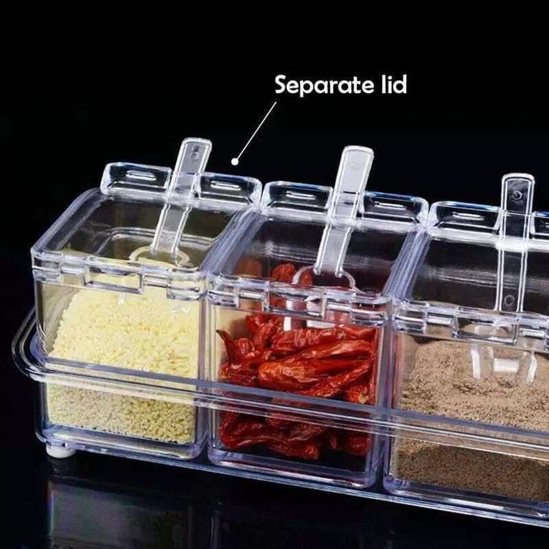 Generic Payton Clear Kitchen Spice Can Set, Acrylic and Crystal Spice Storage Jar with 4 Spoons