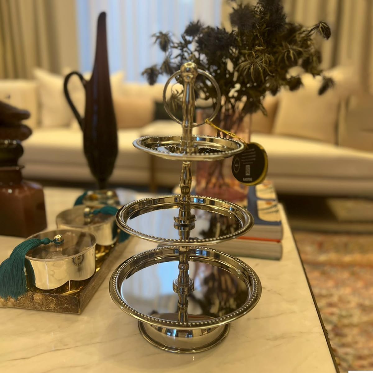 BLACKSTONE Stainless Steel Tray Dessert Stand Pastry Stand Cake Stand Serving Platter Serving Plate Tray (2 TIER)- Have Scratches