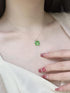 BUBGDYFO Women Four Leaf Clover Necklace Gold Chain Green Opal Pendant