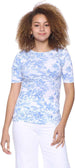 Splash Floral Pattern Boat Neck Short Sleeves Blouse for Women - Safqqa Egypt