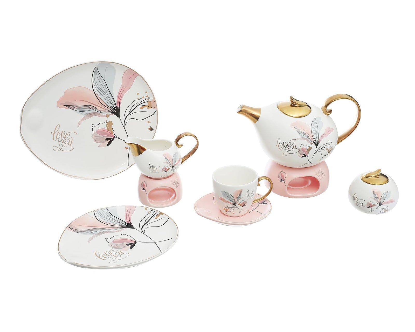Oxford 24-Piece Tea Set – Elegant Porcelain Design for Home and Parties - Two pieces missing (cup and saucer)