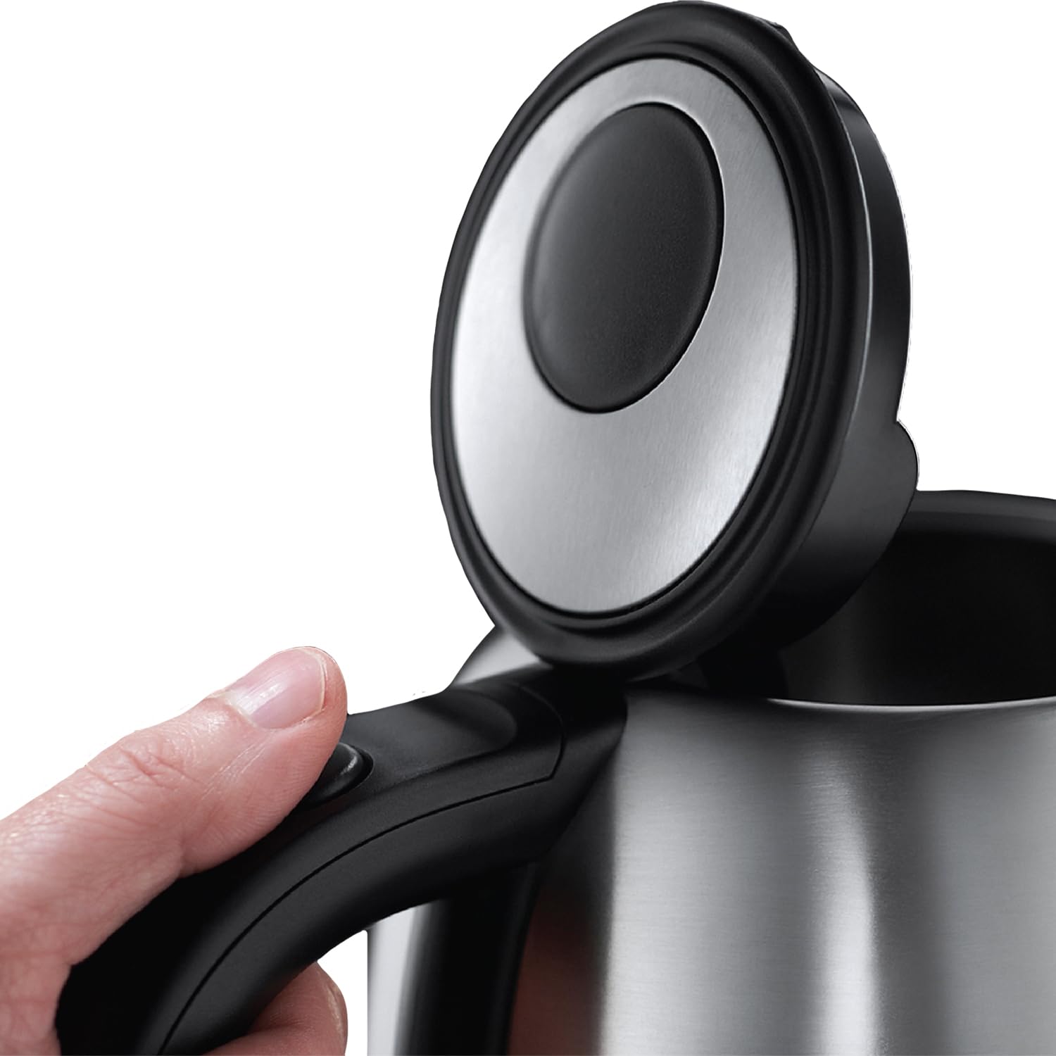 Russell Hobbs (20441) Snowdon Kettle - 1.7L, 3000W, Stainless Steel - Damage Box-There is a very small click.