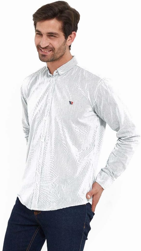 White Rabbit Men's Long Sleeve Stripe Pattern Shirt