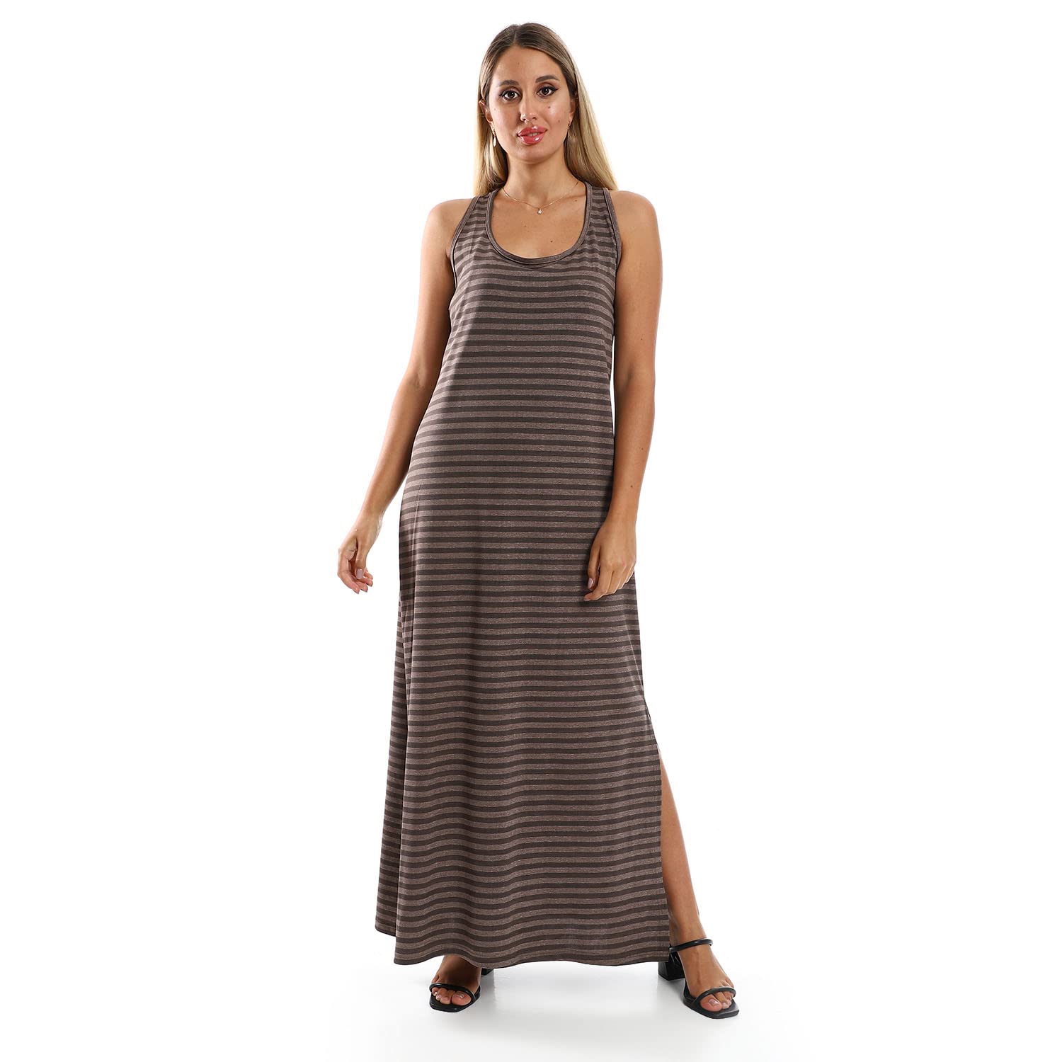 JAMILA Dress For Women Striped Sleeveless Long  With Side Slits DRESS