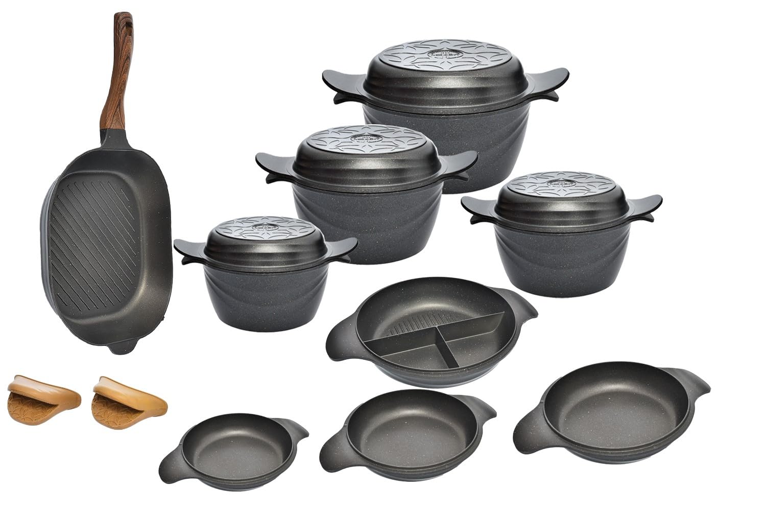 طقم حلل نيوكلاين 4 قطع + جريل للطهي العملي