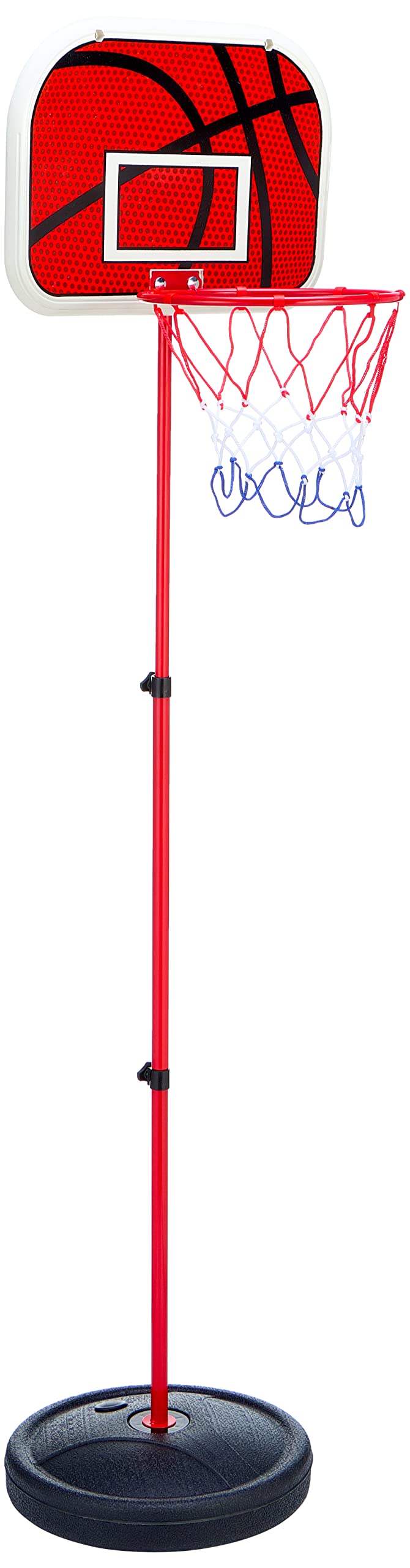 Portable & adjustable basketball stand, 105 cm to 139 cm - red & black