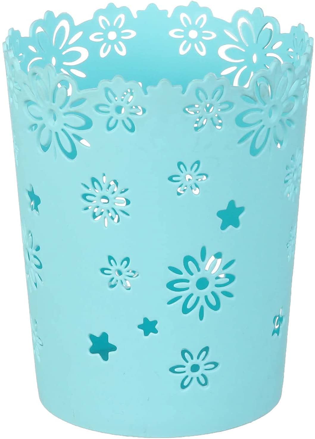 Round Plastic Basket with Floral Design for Home Organization and Daily Use