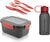 M-Design Lunch Set - 1.1L Box, 500ml Water Bottle & 3pc. Cutlery Black- Damage Box