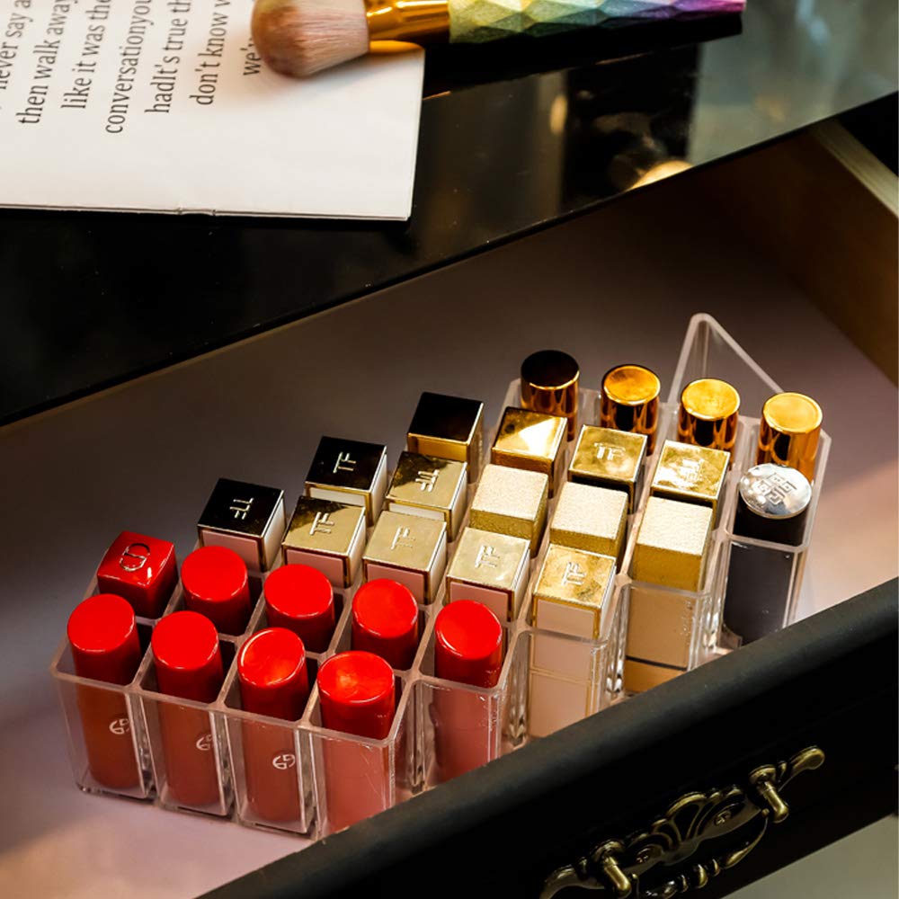 منظم أحمر الشفاه Spaceshoop Insoftb مصمم لتخزين ما يصل إلى 28 أحمر شفاه بطريقة مرتبة وسهلة الاستخدام. مصنوع من مواد متينة وعالية الجودة، 