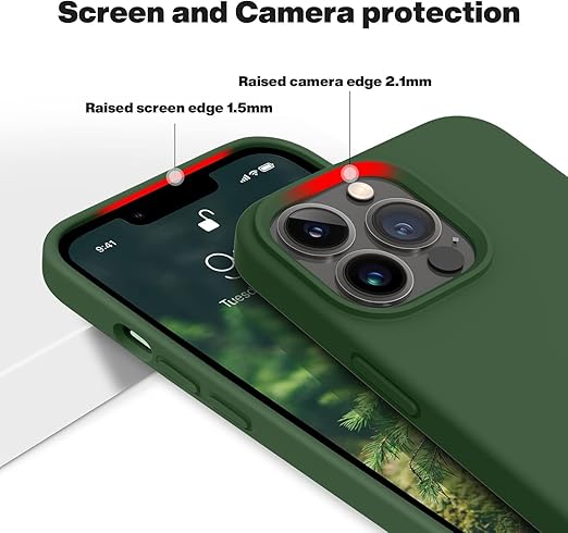 Cordking Designed for iPhone 13 Pro Max Case, Silicone Ultra Slim Shockproof Protective Phone Case with [Soft Anti-Scratch Microfiber Lining], 6.7 inch, Fluorescent Green