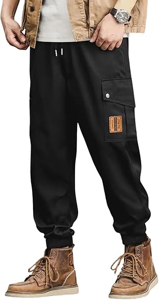 Lymio Men Cargo Pants Black Comfortable Casual Utility Trousers – Safqqa Egypt