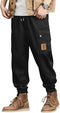 Lymio Men Cargo Pants Black Comfortable Casual Utility Trousers