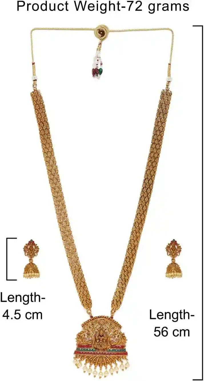 ZAVERI PEARLS Antique Gold Tone Bridal Collection Long Temple Neckla - Safqqa Egypt