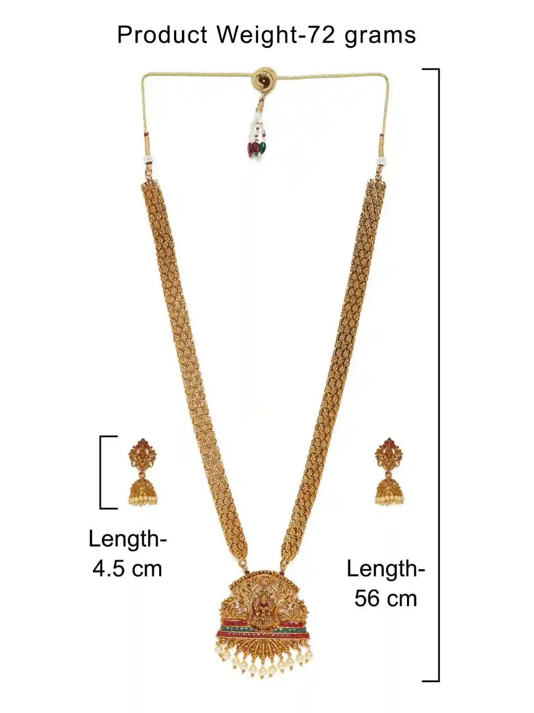 ZAVERI PEARLS Antique Gold Tone Bridal Collection Long Temple Neckla - Safqqa Egypt