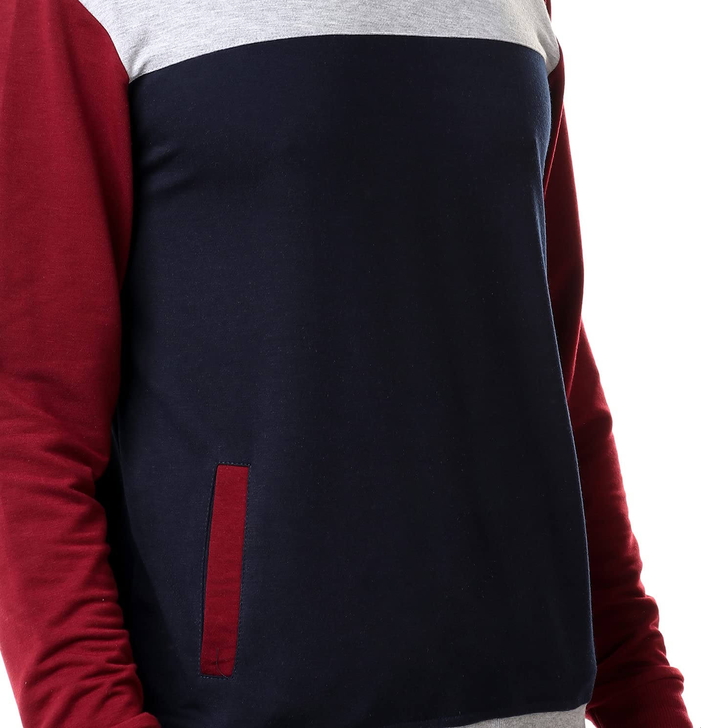 Off Cliff Color Block Side Pockets Ribbed Trims Hoodie For Men,Perfect for casual outings, sports, or outdoor activities.