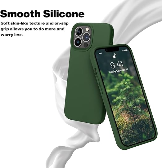 Cordking Designed for iPhone 13 Pro Max Case, Silicone Ultra Slim Shockproof Protective Phone Case with [Soft Anti-Scratch Microfiber Lining], 6.7 inch, Fluorescent Green