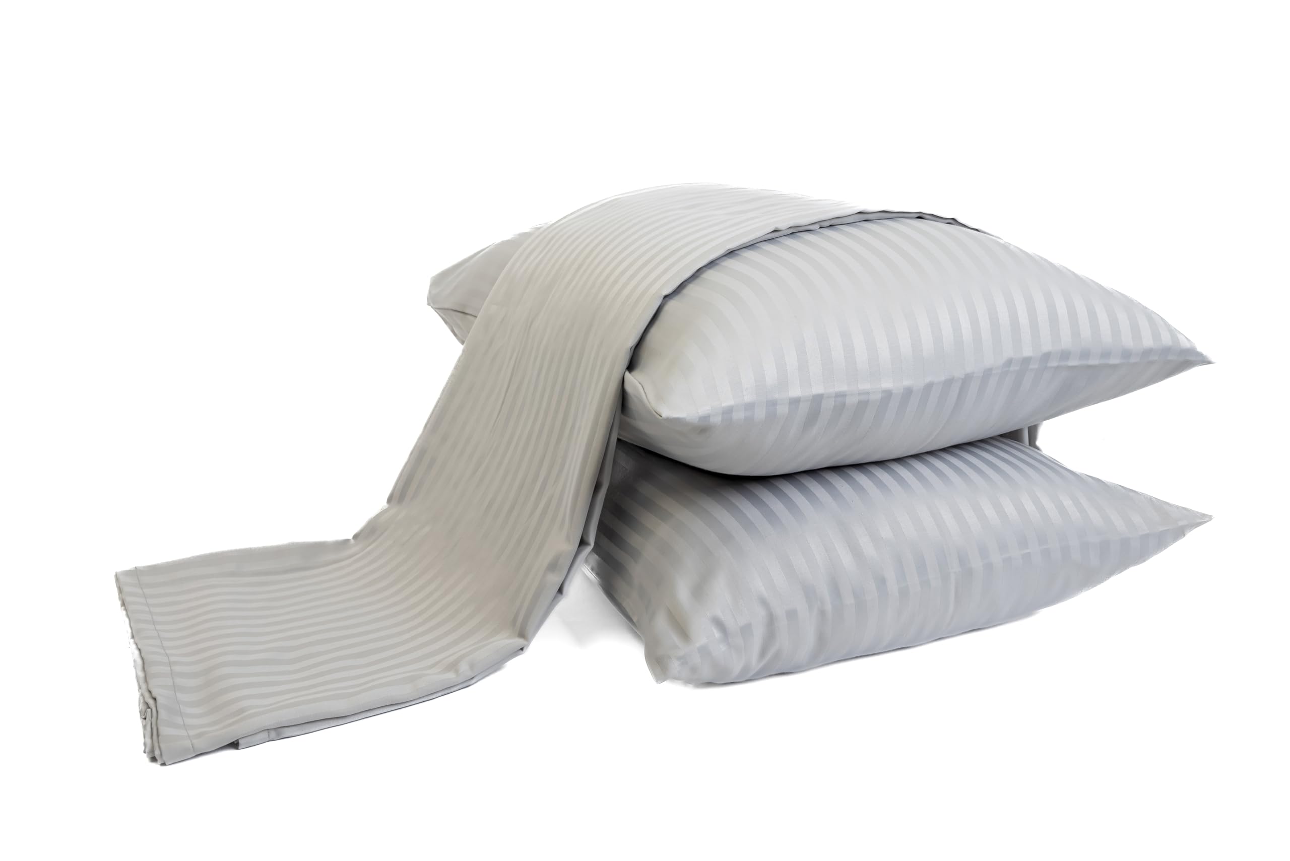 Home of Linen Striped Flat Sheet Set 1.8x2.4m with 2 Pillowcases Premium Bedding Set – Safqqa Egypt