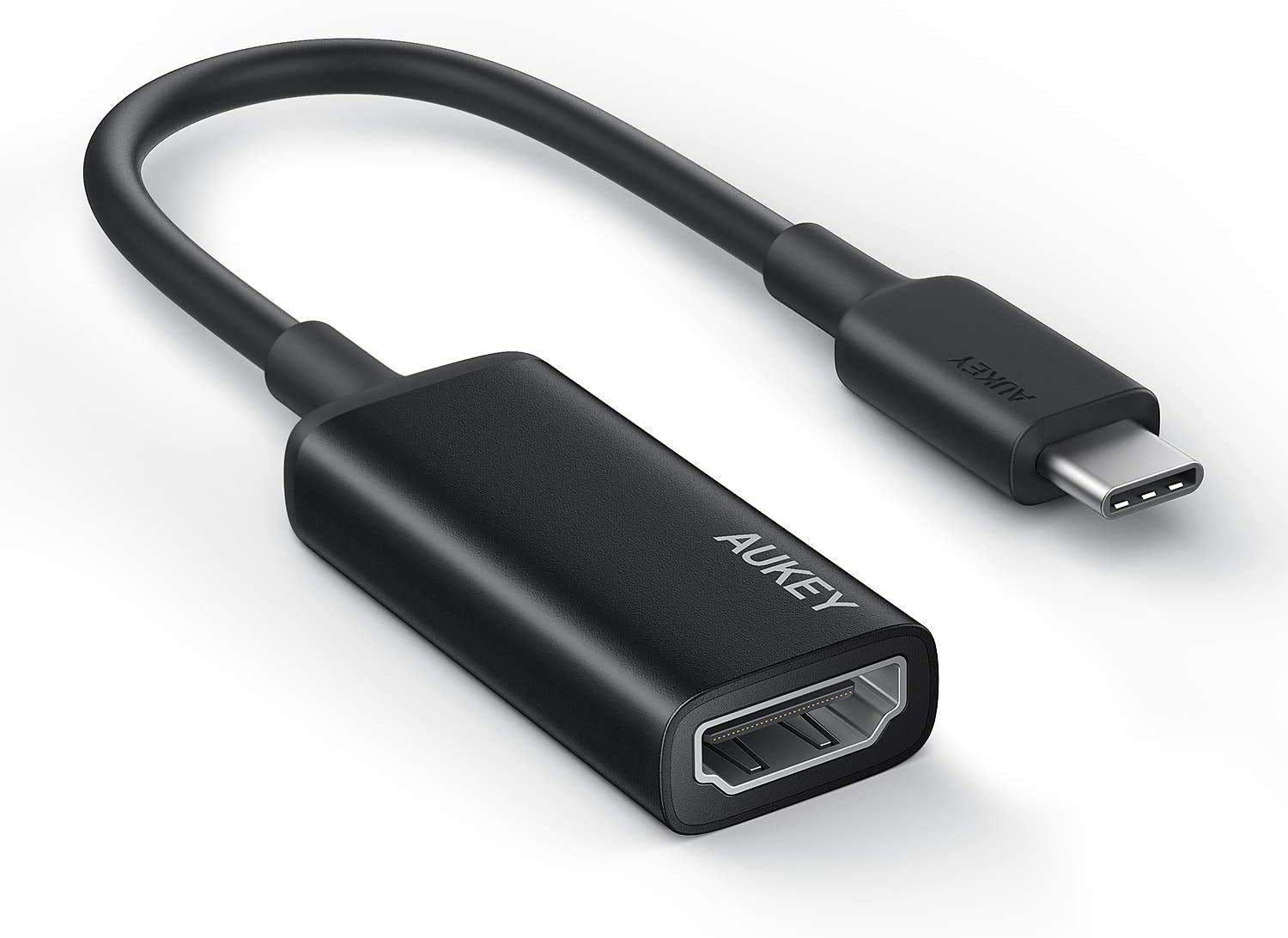 AUKEY HDMI to USB-C Adapter, Type-C to HDMI Converter Cable, 4K Video Output Support, Black