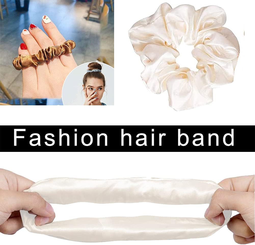 12 Pcs Satin Hair scrunchies, Colorful Silk Scrunchies Elastic Hair Tie Hair Band for Women Girls Teens Thick Thin Curly Hair