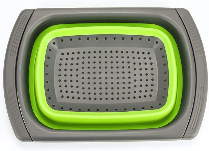 Collapsible Colanders Strainers, Fruit and Vegetable Cleaning Filter Basket, Food-grade Silicone Foldable Kitchen Drain Strainers with Handle, Dishwasher for Draining Pasta Veggies ( Without Box)