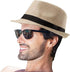 YANEK Men Straw Hat Cream Summer Beach Trilby Sun Protection