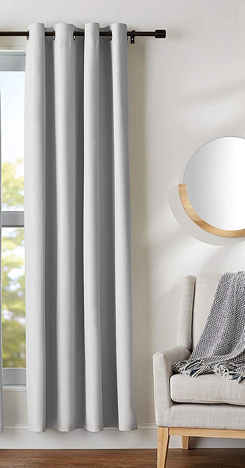 Cartela Thermal Insulated Blackout Curtains for Living Room/Bedroom (Silver, 140 x 260cm)