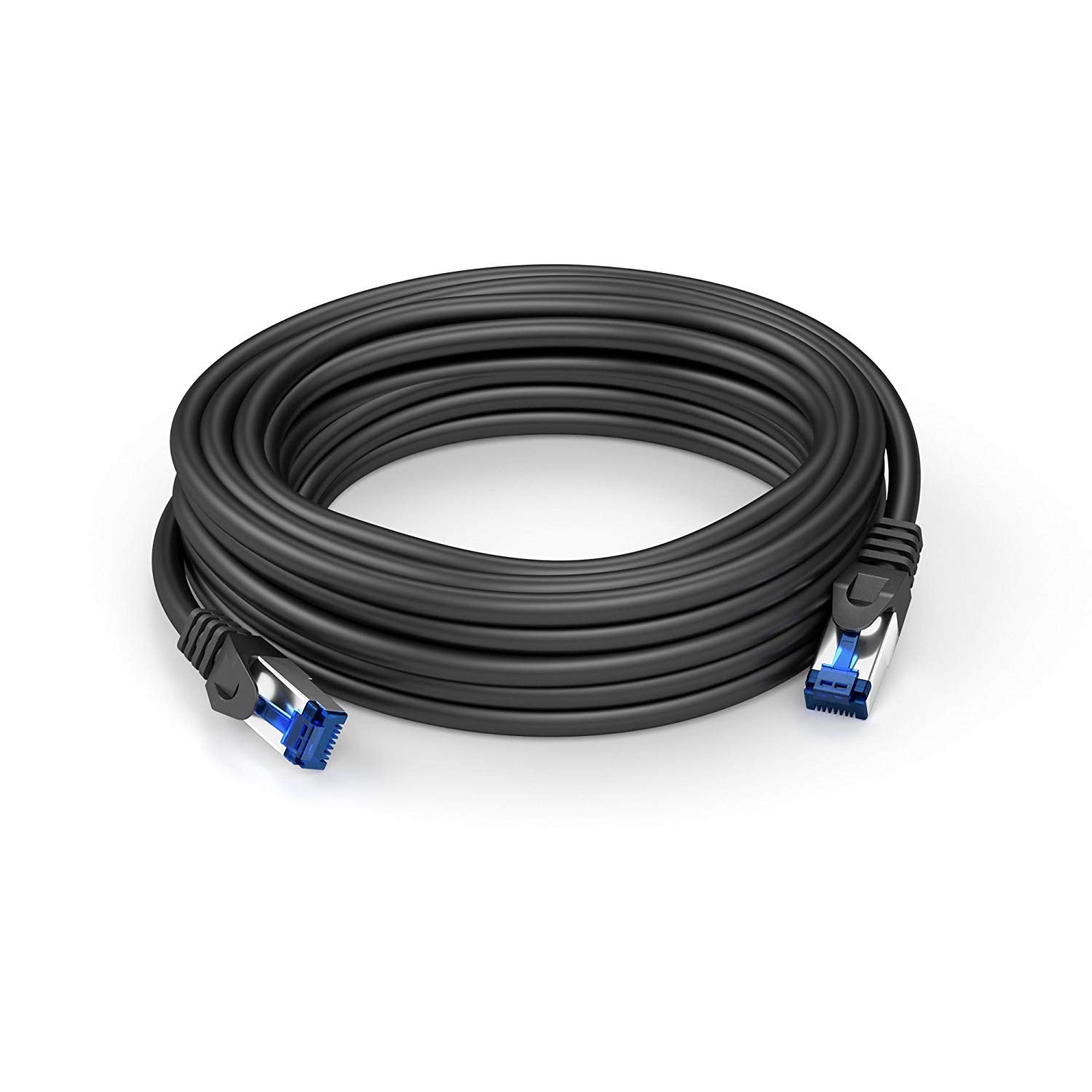 كابل كابل ديركت - ينقل أقصى سرعة إنترنت عبر الألياف الضوئية - كابل إيثرنت و LAN - 25 متر - متوفر من 0.25 إلى 30 متر - شبكة جيجابت، جهاز توجيه/مودم، RJ45 (أسود/فضي)