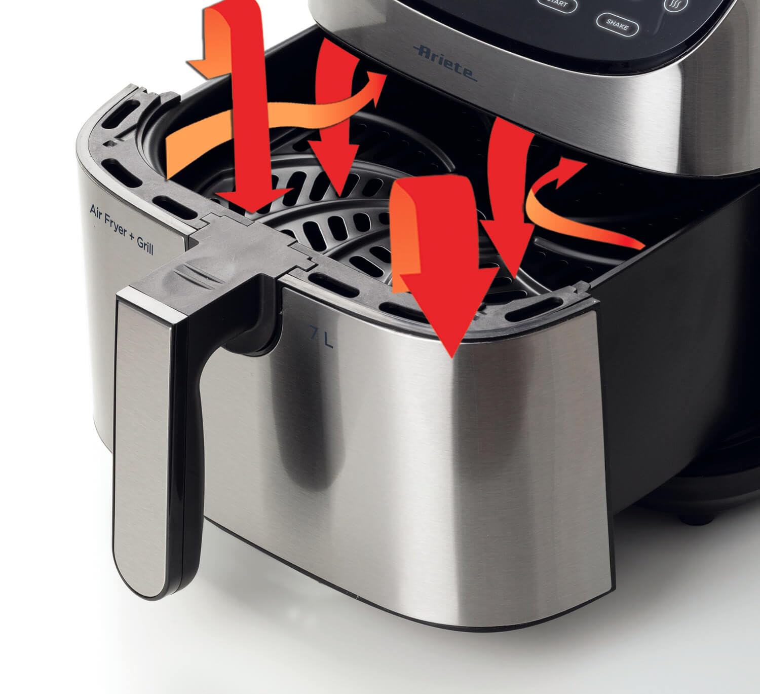 Ariete 4628 AIRY FRYER Metal Air Fryer with Large 7L basket & 12 pre-set programs, Suitable for fried fish, meat, croquettes, chips and breaded foods
