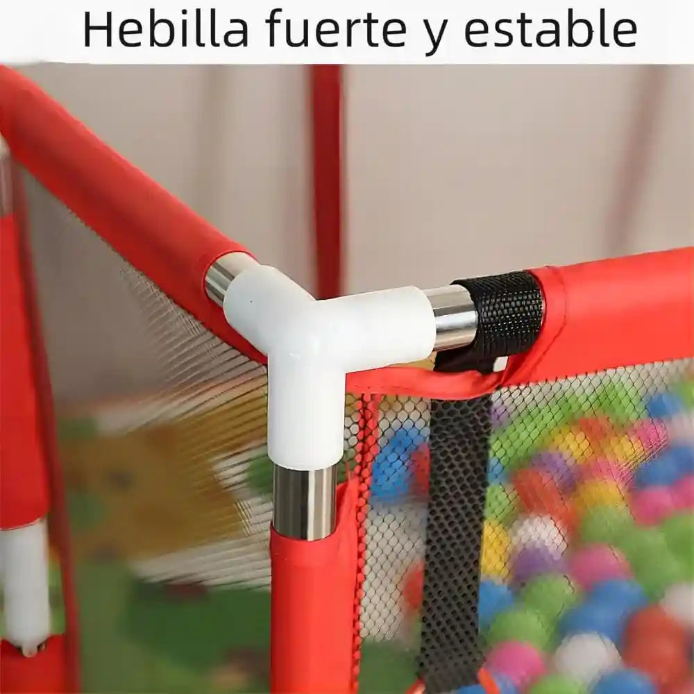 Fantastic-Kids-Toys Large Playpen for Toddlers, Durable Ball Pit, Playpen with Basketball Hoop, Indoor and Outdoor Activity Center, Safety Gates, 50 Balls 182 x 122 x 64 cm (RED) - Safqqa Egypt