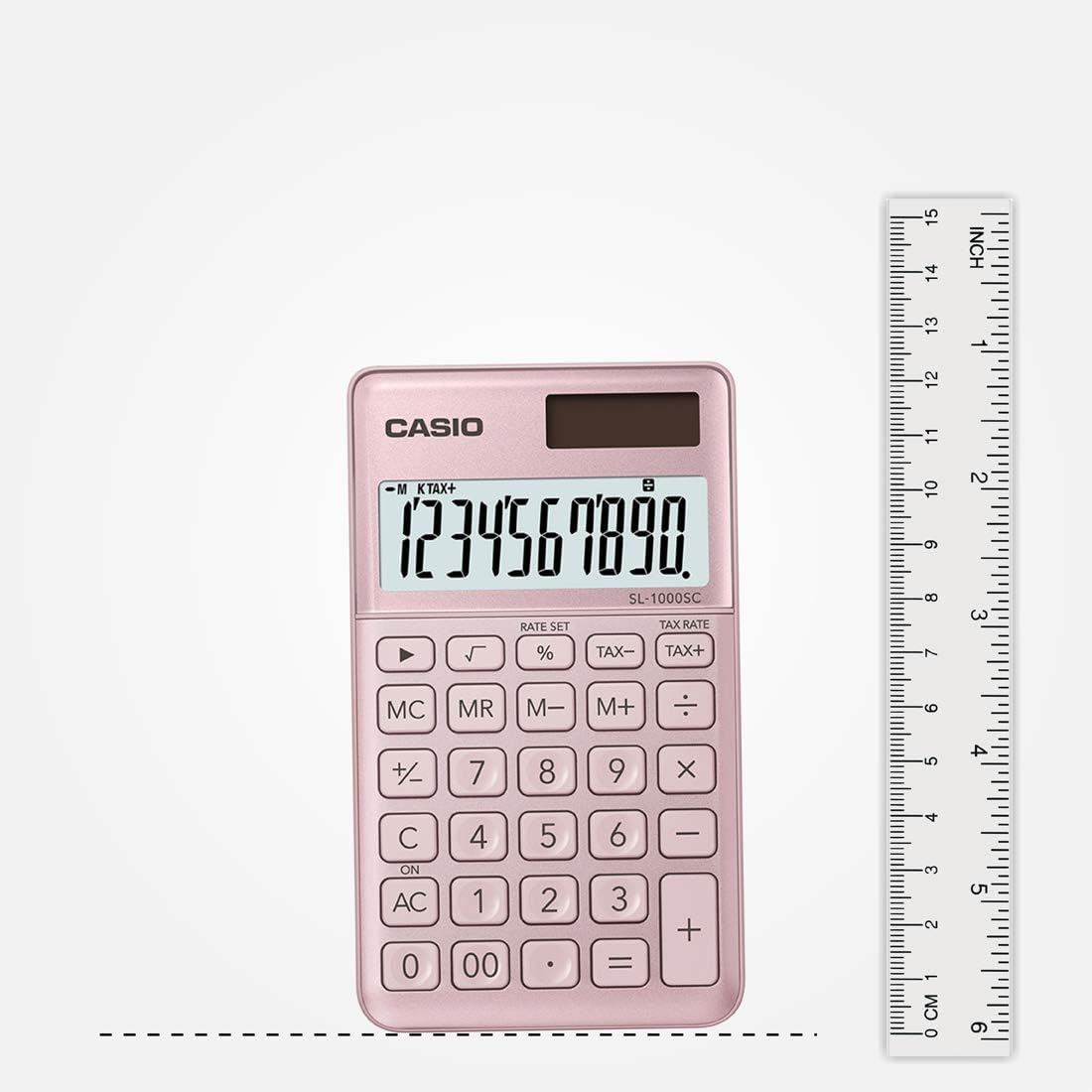 تجمع آلة حاسبة كاسيو SL-1000SC-PK-N-DP الرقمية المحمولة باللون الوردي بين الأداء العملي والتصميم الأنيق، مما يجعلها مثالية للاستخدام في المدرسة أو المكتب أو المنزل. تتميز بحجم صغير وخفة وزنها مع شاشة كبيرة تعرض حتى 10 أرقام بوضوح وسهولة