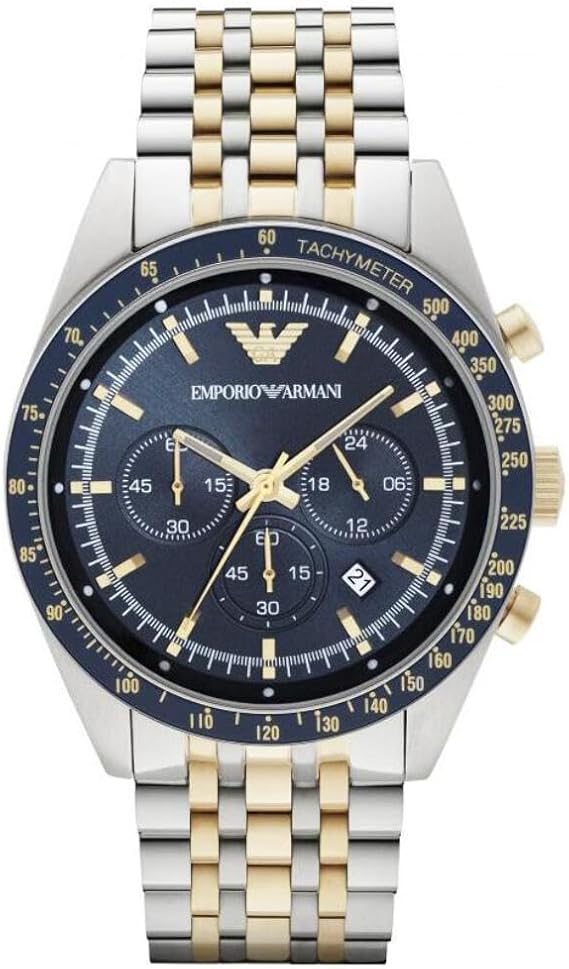 Emporio Armani Tazio Blue Dial Stainless Steel Men's Watch AR6088