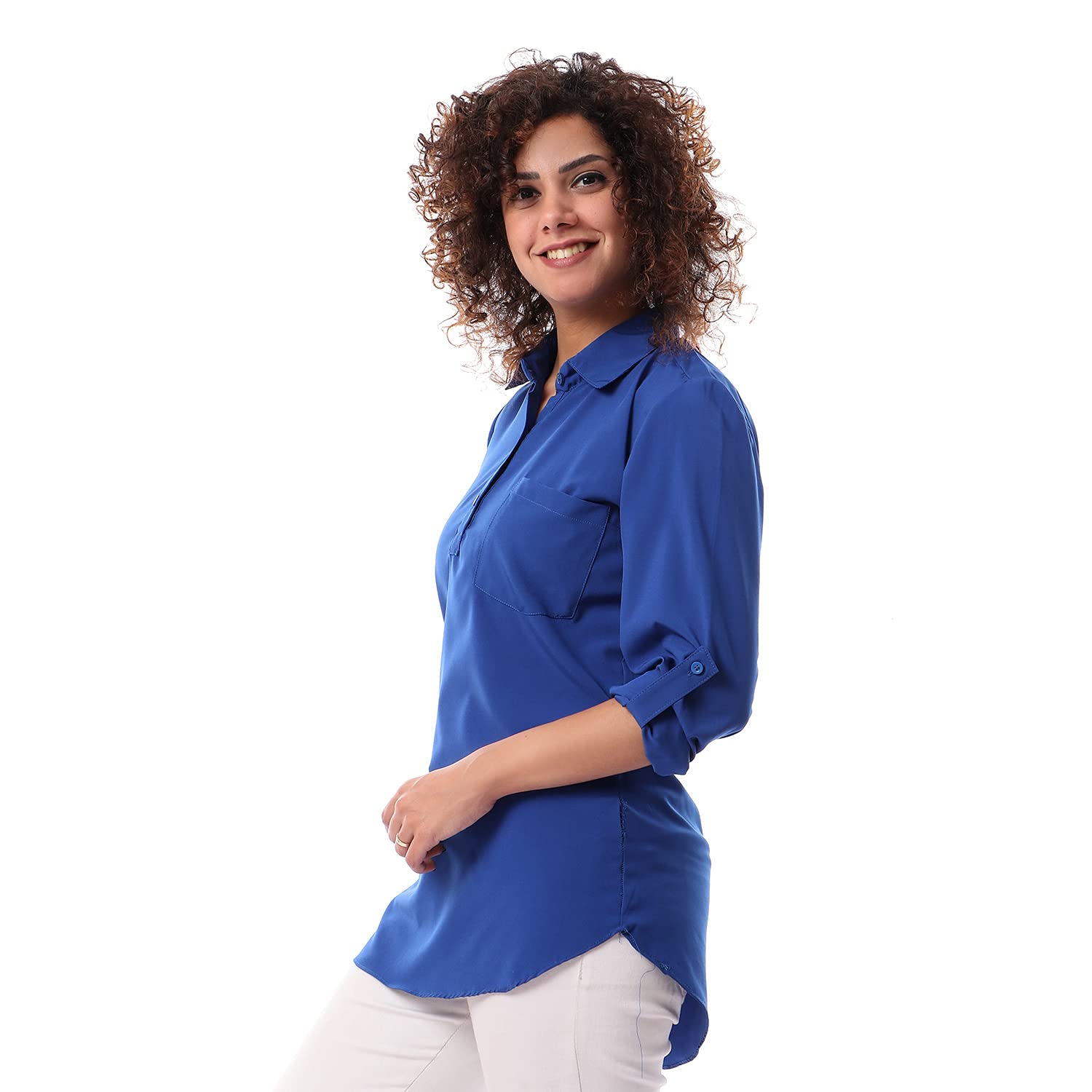 Kady Front Side Pocket Buttoned Blouse For Women