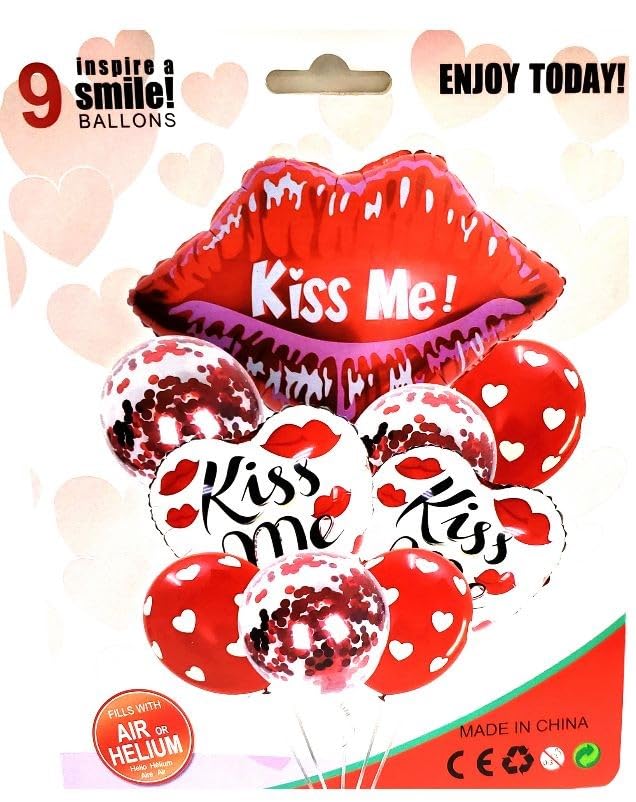 9 بالونات Generic على شكل قبلة، مثالية لإضفاء لمسة مرحة وممتعة على أي احتفال. مصنوعة من مواد عالية الجودة ومتينة