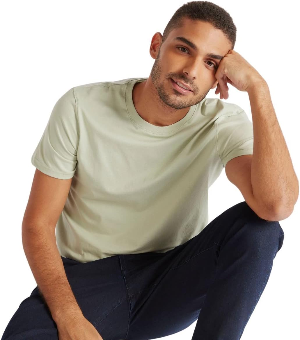 Solid T-shirt with Crew Neck and Short Sleeves - Safqqa Egypt
