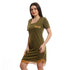 Off Cliff kady Deep Round Neck Comfy Sleepshirt With Lace Detailing women Olive 4xl - Safqqa Egypt