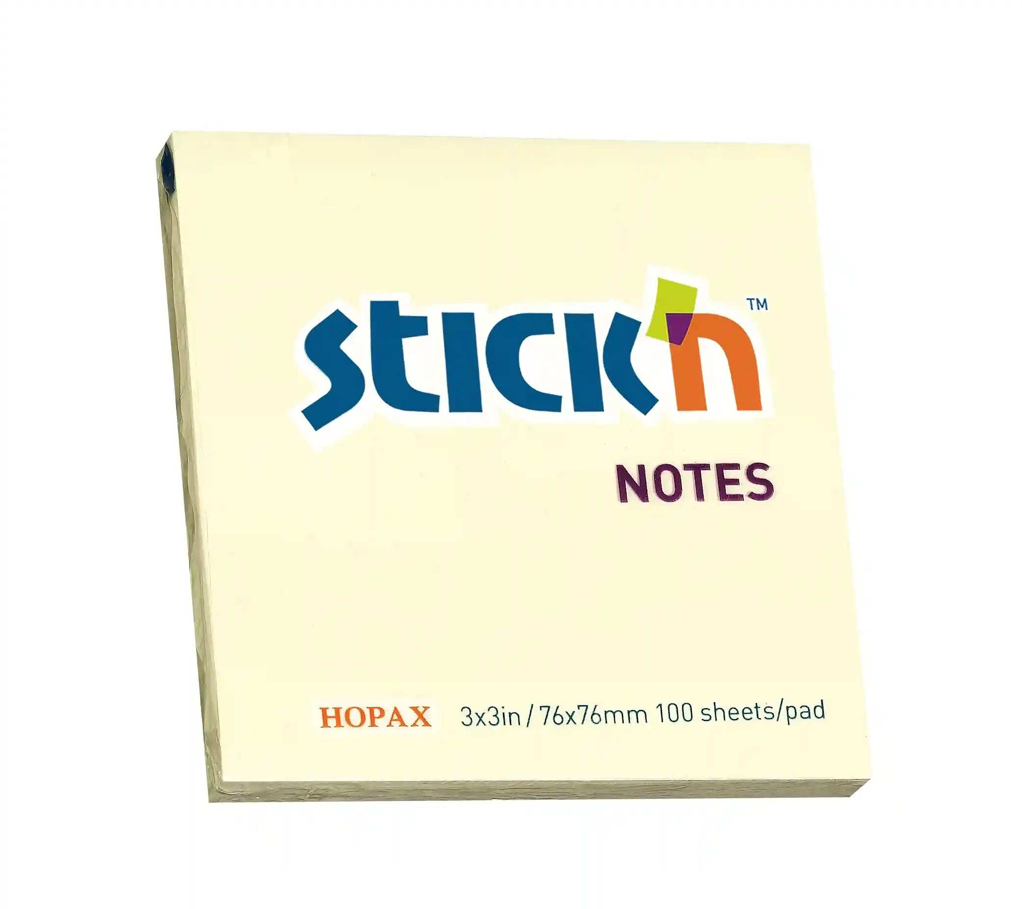ملاحظات لاصقة Hopax Stick’n – 76×76 مم، أصفر، 100 ورقة – Safqqa Egypt